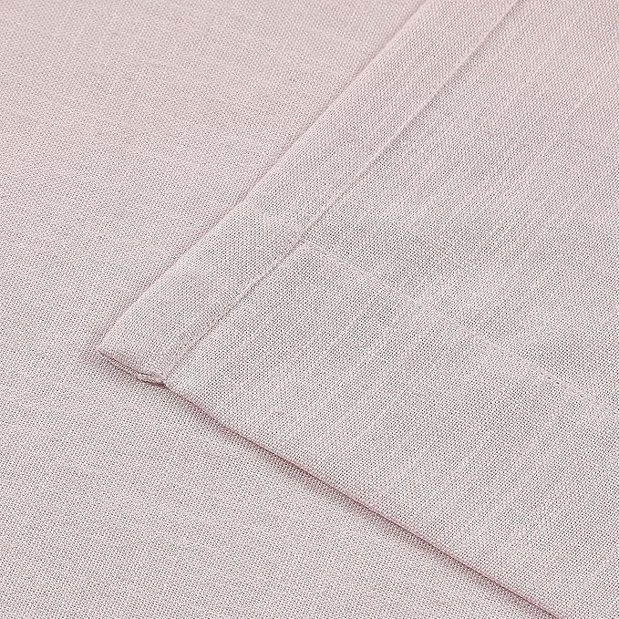 Vision Home Soft Pink Pinch Pleated Semi Sheer Curtains Textured Linen Blended - Image 5