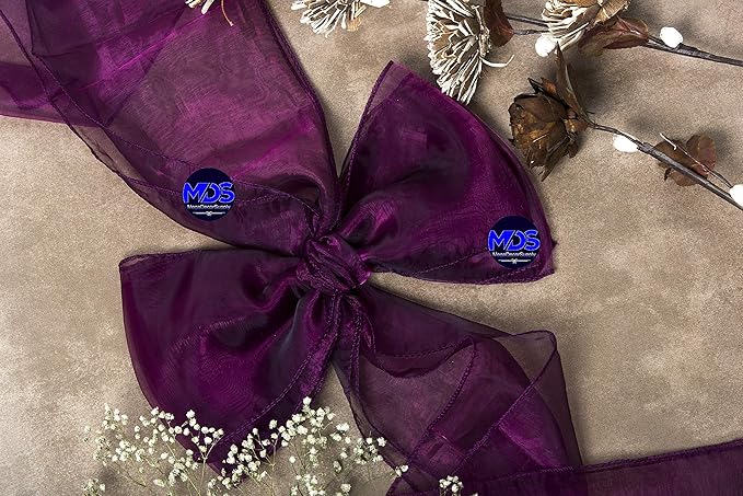 MDS Pack of 75 PCS Organza Chair Sashes Wider Dining Chair Bows Ribbon Tie Back - Image 7