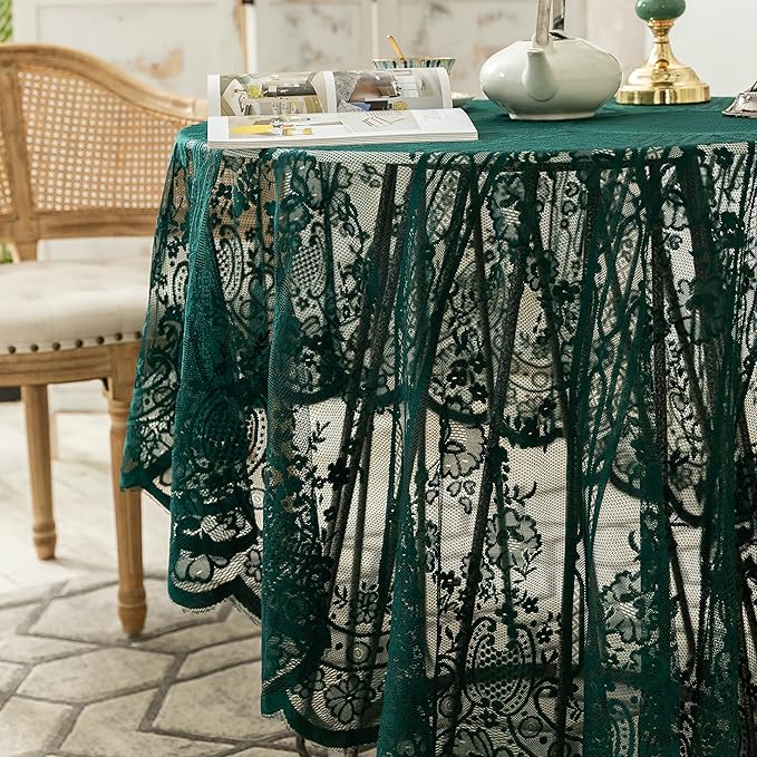 Gorgeous Round Lace Tablecloth, Vintage Floral Embroidered Table Cloths - Image 3
