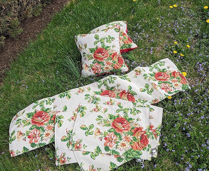 Tache Sweet Roses Spring Summer Traditional Country Vintage White Red Floral - Image 4