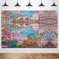 Colorful Graffiti Brick Wall Backdrop Banner by Unknown