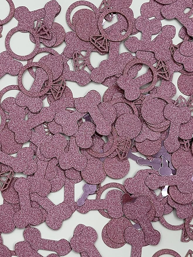 801 Pcs Rose Pink Glitter Cute Sprinkle Confetti Party Decoration - Image 3