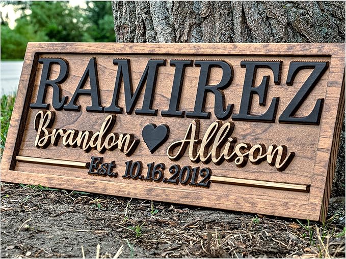 Bridal Shower Gift | Personalized Wedding Gift Last Name Established Sign | by 3DWoodworker