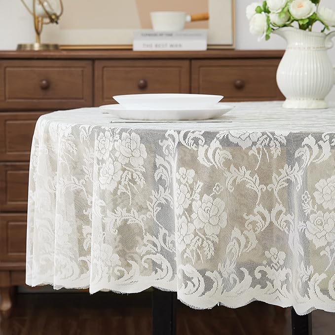 LinenZone Small Ivory Round Tablecloth - Image 2