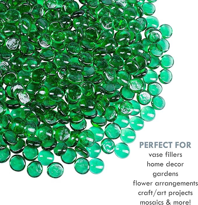 Galashield Flat Glass Marbles for Vases Green Glass Gems Beads Pebbles Vase - Image 4