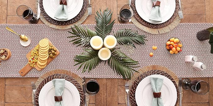 DII Woven Basic Tabletop Collection, Chevron Table Runner, Barn Red - Image 5